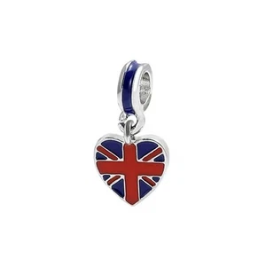 V99 S925 STERLINGSILBER VEREINIGTES KÖNIGREICH UK HERZ FLAGGE ANHÄNGER CHARM - Bild 1 von 3