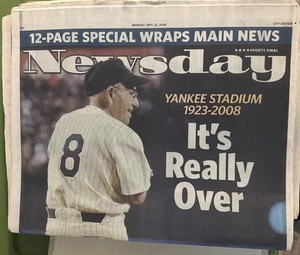 YOGI BERRA 12x18 Newsday PHOTO Poster FINAL GAME YANKEE STADIUM It’s Over 2008 - Picture 1 of 3