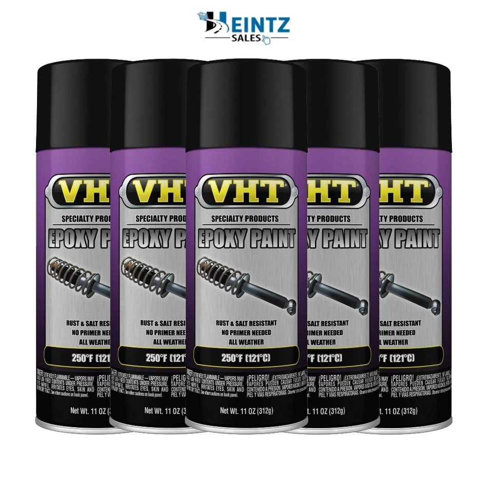 VHT SP652 Satin Black Epoxy All Weather Paint Rust & Salt Resistant 11 oz - 6 PK Foto 1 de 1