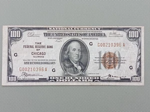 ⭐⭐ 1929 $ 100 FEDERAL RESERVE BANK NOTE of CHICAGO FR #1890G - Picture 1 of 2