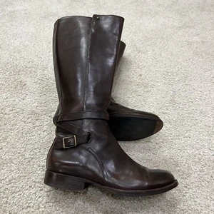 Frye Jordan Strap Tall Leather Riding Boots Brown Women’s Size 7.5 B Knee High - Picture 1 of 23