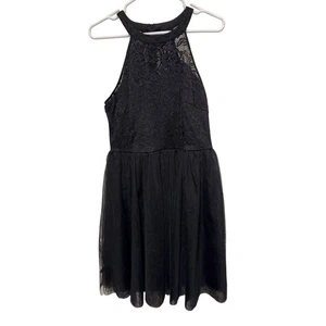 Girls Black Dressy Dress Halter Lace Size XL School dance formal event - Picture 1 of 5