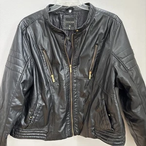 Vintage Y2K COOGI Australia 3XL Moto Bomber Faux Leather Biker Jacket EUC - Picture 1 of 8