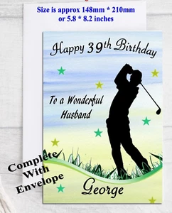 Personalised Birthday Card Golf Husband Son Grandson Dad Uncle Granddad Brother - Picture 1 of 2