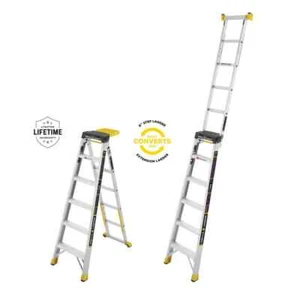 14 ft. Reach Aluminum 2-in-1 Extension Multi-Position Ladder with Project Bucket - Picture 1 of 8