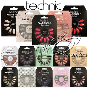 Technic False Nails Tips Full Coverage Set of 24 + Glue - Picture 1 of 33