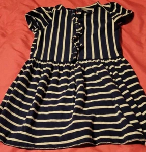 Girls size 4T Old Navy Blue & White Striped Short-Sleeved Dress - Picture 1 of 2