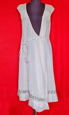 复古正宗 NOA NOA 实心粉红色 100% 真丝女式:US12/L;EU 40/L — 第 1/4 张图片