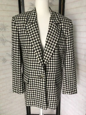 Blazer Abrigo Chaqueta De Colección John Meyer Of Norwich Talla 12 Pata de Gallo Lana Adornada Foto 1 de 4