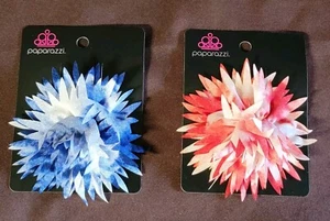 2 Paparazzi My Favorite Color Is Tie Dye Red & Blue Hair Clips Accessory - Picture 1 of 6
