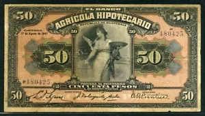 Guatemala 1917-1926 (1917) 50 pesos S104a fine - Foto 1 di 2