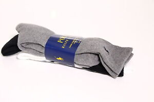 Polo Ralph Lauren Mens Socks White Gray Black Size XL 3 Pack Dress $22 105