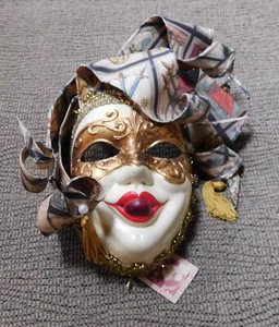 11" Karneval Maskerade Maske Made in Venice Italy by Otto Bassano Jester Mask - Bild 1 von 3