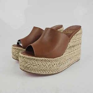 CHRISTIAN LOUBOUTIN Ariella 130mm Cuñas Cuero Marrón Nuevas - Imagen 1 de 10