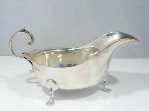ENGLISH BARKER ELLIS STERLING SILVER SAUCE BOAT HALLMARKED 5.27 TROY OZ Cover