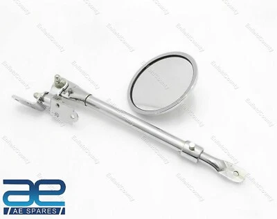 Per Jeep Willys MB Specchio In Cromo E Braccio Regolabile - Immagine 1 di 4