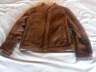 Guess Mens Brown Faux Leather Coat Jacket Size Medium interior Faux Fur - Image 1 of 4