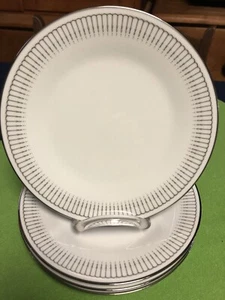 Noritake Ursula 8" Salad Plates 6684 Set of 4 Silver Pattern and Trim Lovely - Picture 1 of 12