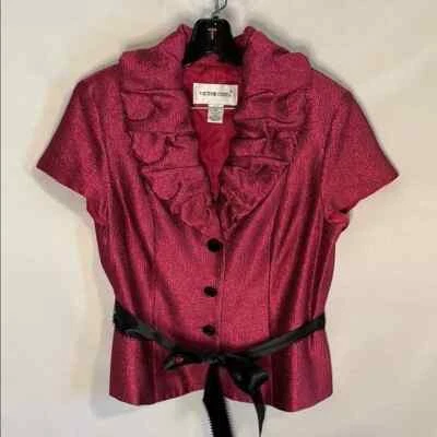 Chaqueta Blazer Vintage Victor Costa Statement Brocado Manga Corta Años 90 Top Foto 1 de 4