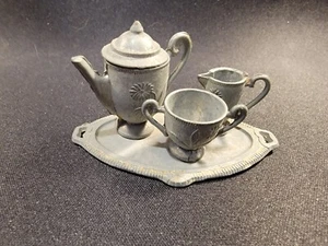 Vintage Antique Miniature Pewter Tea Set - Picture 1 of 3