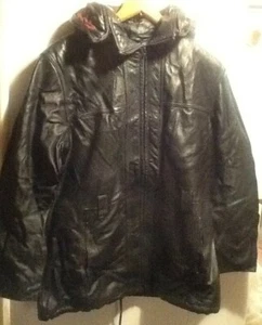 Vintage Wilsons Leather Jacket with Zip Off Hood and Herringbone Lining Size L  - Picture 1 of 3