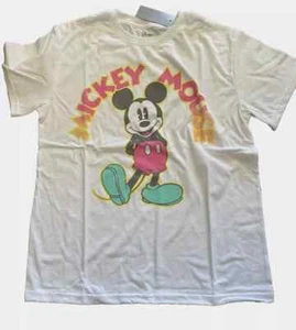 Disney Adult T Shirt White Medium Mickey Mouse New Tags Short Sleeve Round Neck - Picture 1 of 3