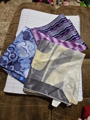 Lot of 3 Used Handkerchiefs 2 Polyester 1 Microfiber Very Pretty Colors - Image 1 of 4
