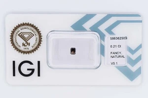 Elegante diamante marrón oscuro - 0,21 quilates - VS1 - Certificado IGI 🙂 - Imagen 1 de 5