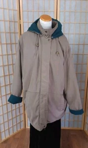 Jacqueline Ferrar Womens Khaki Zip Front Coat  Detachable Hood, Size 1X - Picture 1 of 10