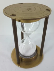Hourglass Sand Timer Handmade Brass Nautical One Minute Vintage 3.25 in - Picture 1 of 5