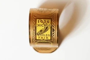 Vintage World's Fair Chicago 1934 Napkin Ring Yellow Rare - Picture 1 of 9