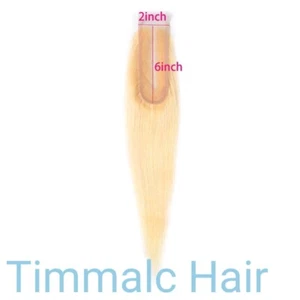 12A BRAZILIAN PURE BLONDE 613# LACE CLOSURE 2X6 DEEPER PARTING STRAIGHT KIM KKD - Picture 1 of 7