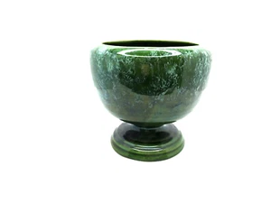 Maceta pedestal vintage de gres verde mármol años 50 - Imagen 1 de 5