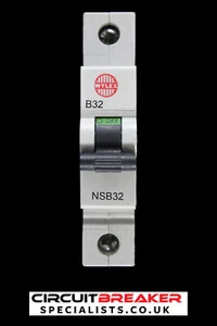 WYLEX 32 AMP CURVE B 6kA MCB CIRCUIT BREAKER NSB32 BLACK CLIP - Picture 1 of 6