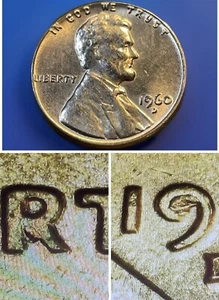 1960-D Lincoln Cent Lg. Dt. Die Chip Errors In “9” & “R.” UNC! LCE-015 - Picture 1 of 8