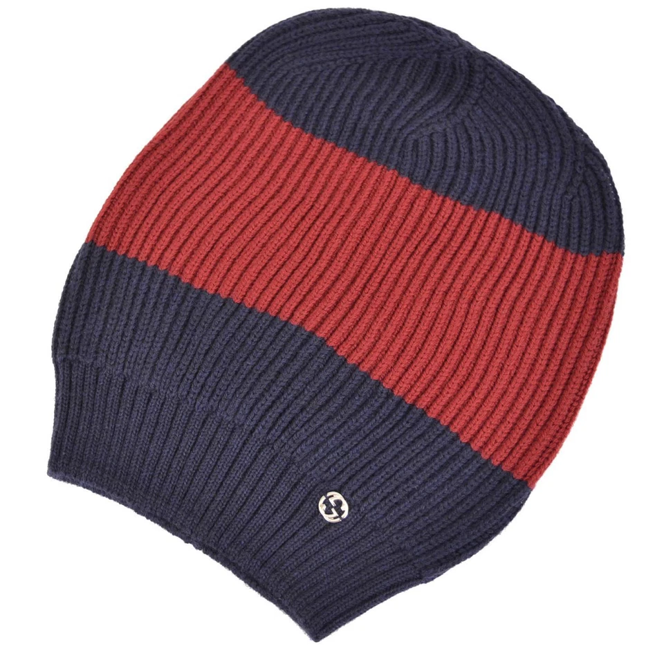 Nuevo Gucci Para Hombre 310777 Lana Azul Rojo Entrelazado GG Gorro Suelto Sombrero de Esquí Foto 1 de 4