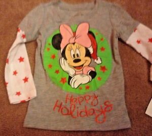 Girls Disney Minnie Mouse HAPPY HOLIDAYS Christmas T-Shirt Top 12 Months new nwt