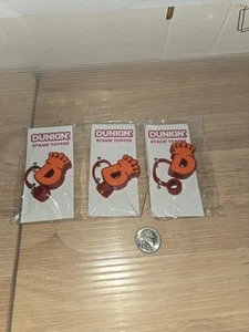 (3) Limited Edition Dunkin Donuts DunKings Straw Toppers Lot Of 3 - Picture 1 of 4