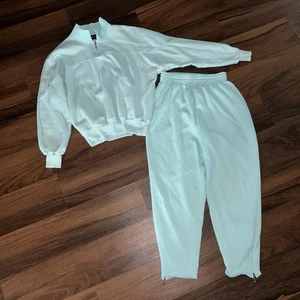 Vintage Buntstifte Jugend Large Trainingsanzug Jogginganzug Sweats Türkis Viertelreißverschluss Set - Bild 1 von 14