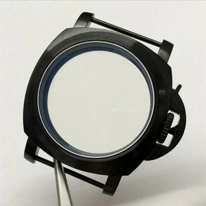 44mm Stainless Steel Black Case For ETA 6497 6498 Seagull ST36 Brushed Movement - Picture 1 of 4