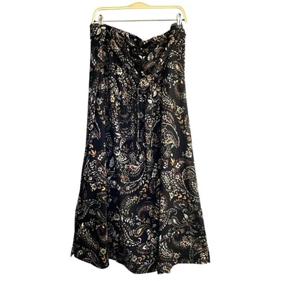 Denim & Co. Whimsigoth Paisley Printed Double Knit Jersey Maxi Skirt 2XP Black  - Image 1 of 4