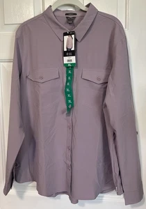 NWT Eddie Bauer Departure Shirt Womens Size XL Purple Button-Up Long Sleeve - Picture 1 of 6
