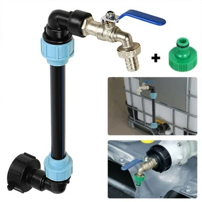 3/4" IBC Tank Gooseneck Outlet Tap Rain Barrel Rainwater Container Adapter Set - Image 1 of 4