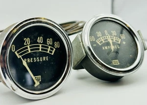 Vintage SW Stewart Warner Pressure & Amp Gauge Set - Untested - Auto Instrument - Picture 1 of 9