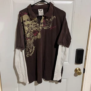 Vintage Y2K Avirex Skulls Long Sleeve Shirt Large Skate Emo Grunge Jesse Pinkman - Picture 1 of 14