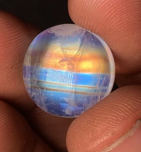 AAAAAA Quality Rainbow Moonstone Multi Fire Round Shape Cabochon Size 15 MM - Picture 1 of 18