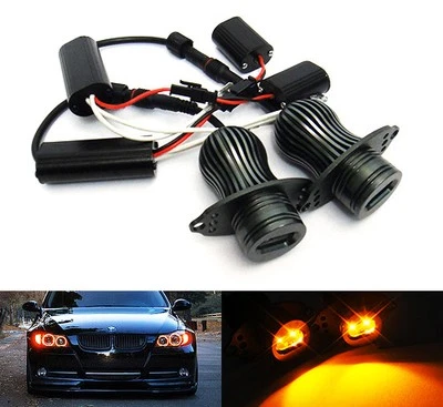 2x Amber LED Angel Eye Halo Ring Light DRL Canbus Bulb For BMW E90 E91 3 Series - Image 1 of 4