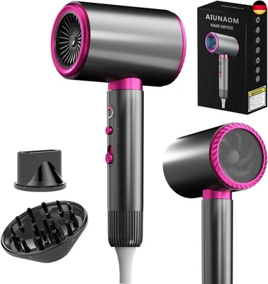 AIUNAOM Ionen Föhn Fön 2400W Haartrockner Konstanter, leiser Schnelltrockner mit K