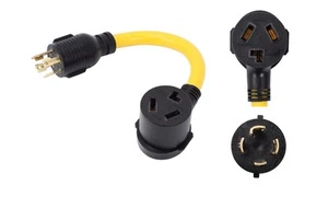 NEMA L14-30P to 10-30R 240V 30 Amp 4 Prong Twist Lock Male Plug to 3 Prong Fe... - Picture 1 of 2
