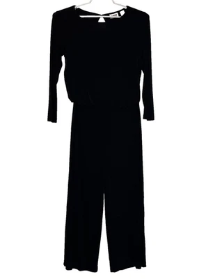 Mono corto Chico's Travelers para mujer talla 1 negro blusa top con cintura elástica Foto 1 de 4